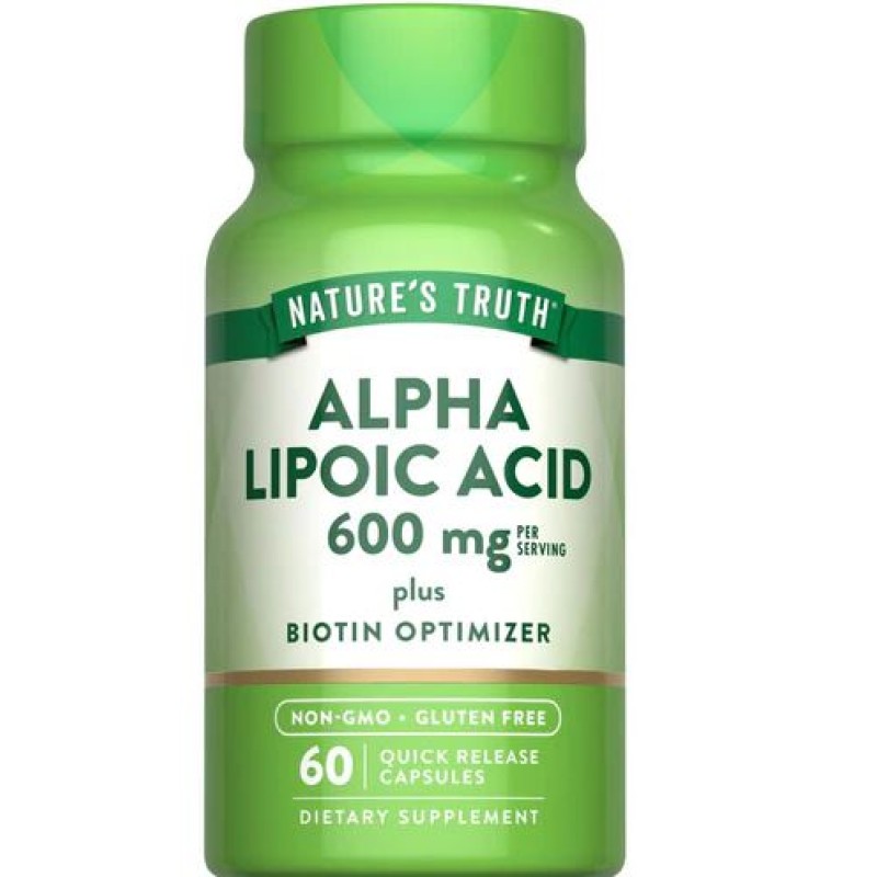 Natures Truth Alpha Lipoic Acid 600mg plus Biotin Optimizer 60 Capsules