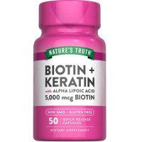Natures Truth Biotin 5000mcg with Keratin & Alpha Lipoic Acid 50 Capsules