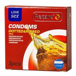 Recare Condoms Dotted & Ribbed Cola 3 Pieces 