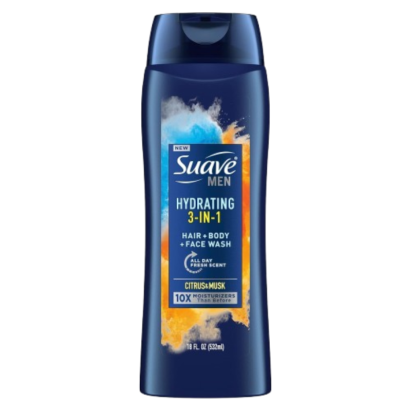 Suave Men Hydration Hair, Body + Face Wash Body Wash 400ml