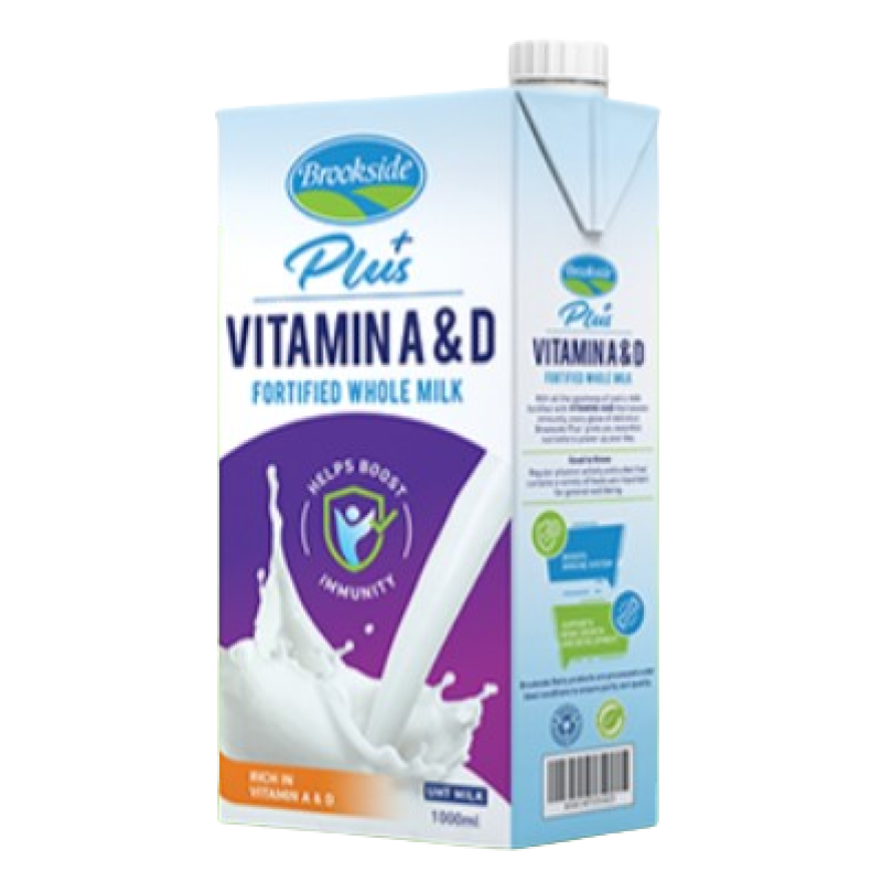 BROOKSIDE PLUS VITAMIN A & D FORTIFIED WHOLE MILK 1L BROOKSIDE PLUS VITAMIN A & D FORTIFIED WHOLE MILK 1L