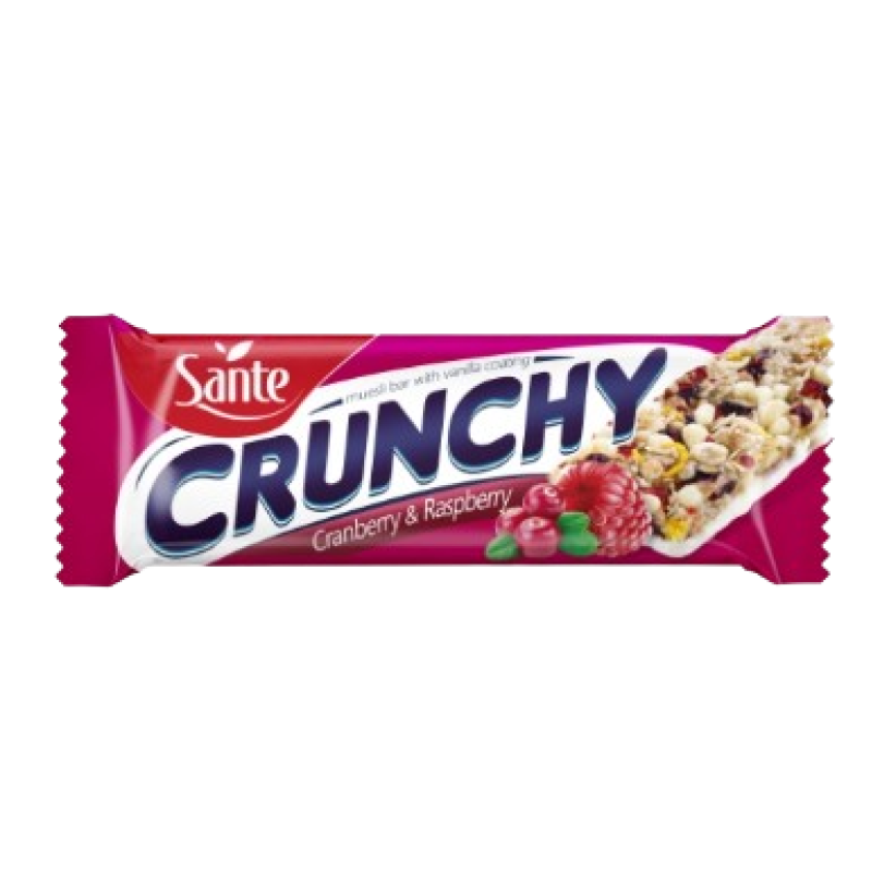 SANTE CRUNCHY CRANBERRY & RASPBERRY MUESLI BAR 40G