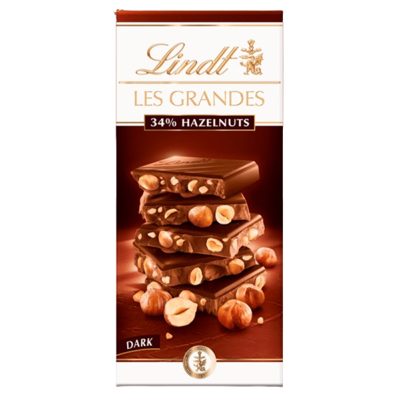 LINDT LES GRANDES 34% HAZELNUT DARK CHOCOLATE 150G LINDT LES GRANDES 34% HAZELNUT DARK CHOCOLATE 150G