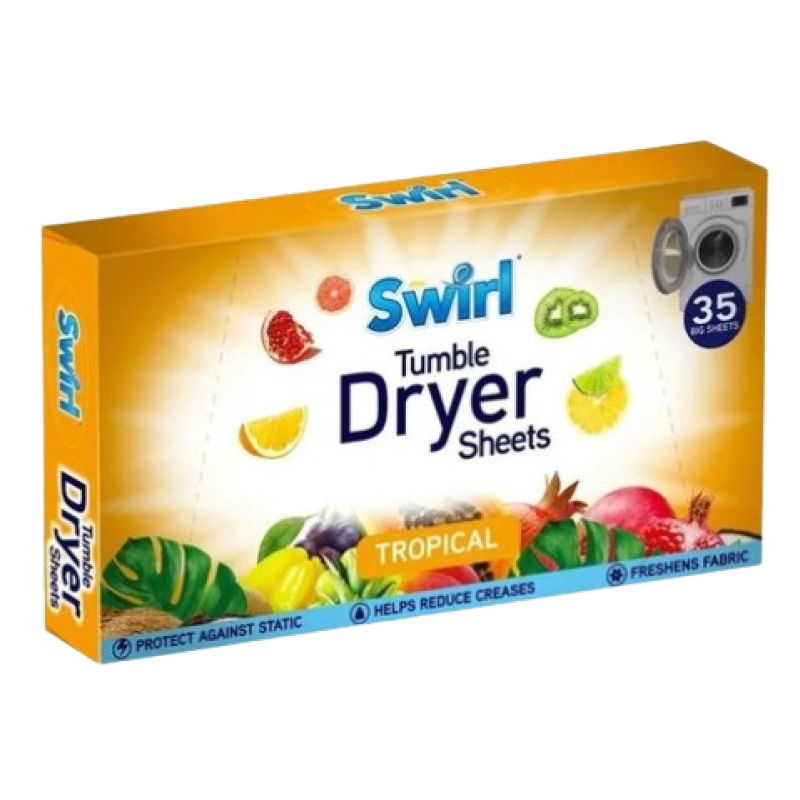 SWIRL DRYER SHEETS, TROPICAL FRAGRANCE 35's SWIRL DRYER SHEETS, TROPICAL FRAGRANCE 35's