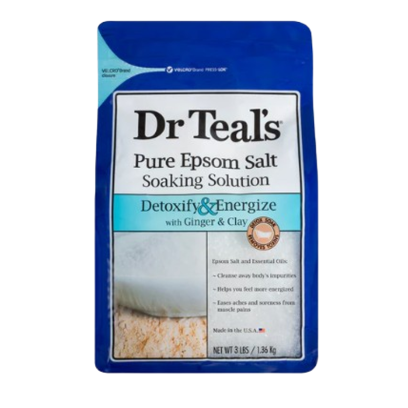 DR TEAL'S PURE EPSOM SALT SOAKING SOLUTION , DETOXIFY & ENERGIZE WITH GINGER AND CLAY 1.36KGS DR TEAL'S PURE EPSOM SALT SOAKING SOLUTION , DETOXIFY & ENERGIZE WITH GINGER AND CLAY 1.36KGS