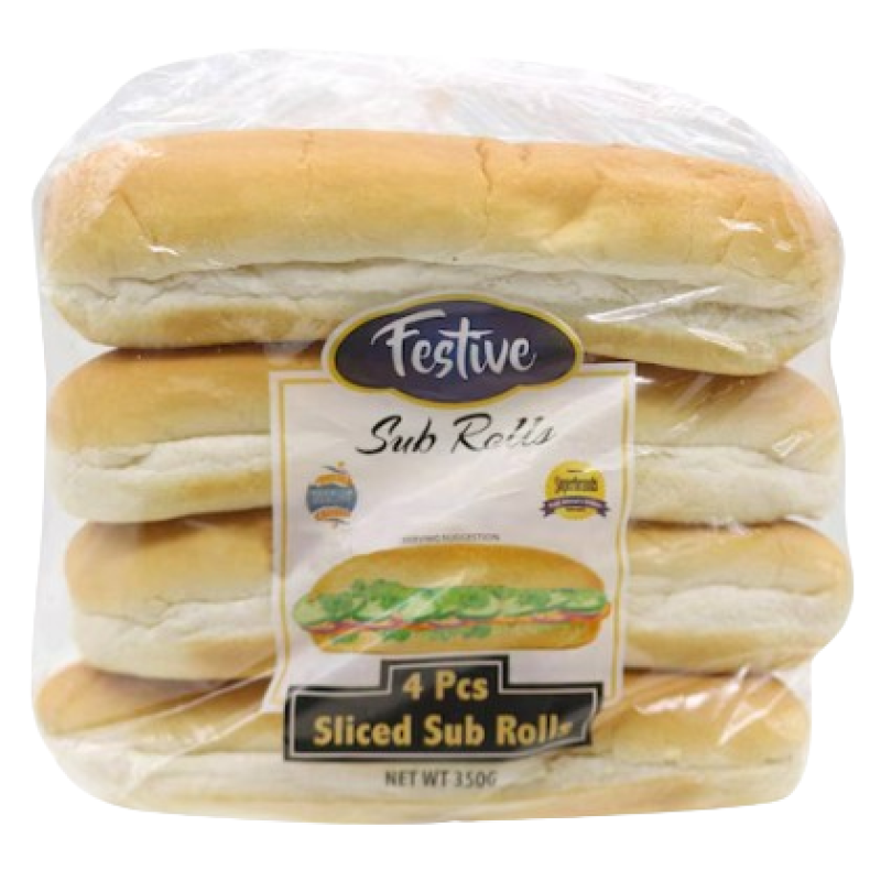 Festive Sliced Sub Rolls 4's 350g Festive Sliced Sub Rolls 4's 350g