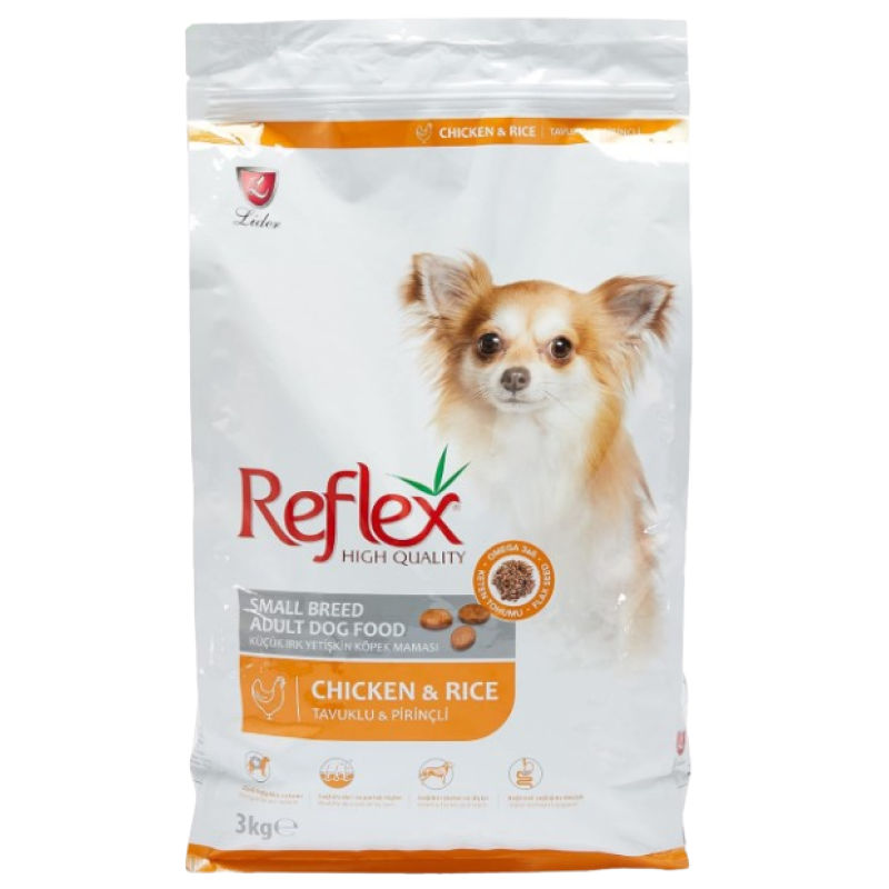 REFLEX HIGH QUALITY SMALL BREED DOG FOOD – CHICKEN & RICE FLAVOUR 3kg REFLEX HIGH QUALITY SMALL BREED DOG FOOD – CHICKEN & RICE FLAVOUR 3kg