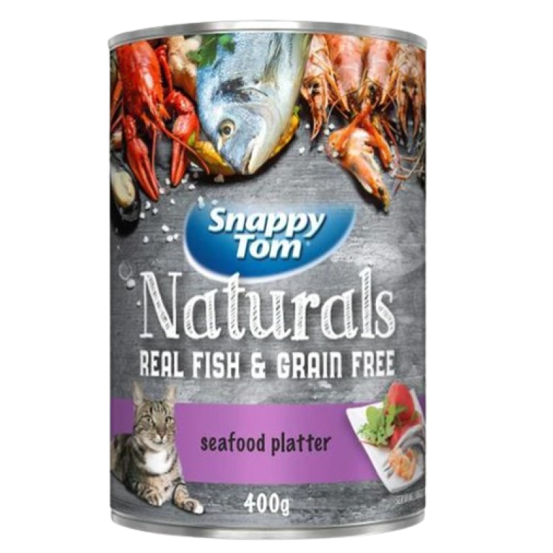 SNAPPY TOM REAL FISH GRAIN FREE CAT FOOD CAN, SEAFOOD PLATTER 400G SNAPPY TOM REAL FISH GRAIN FREE CAT FOOD CAN, SEAFOOD PLATTER 400G
