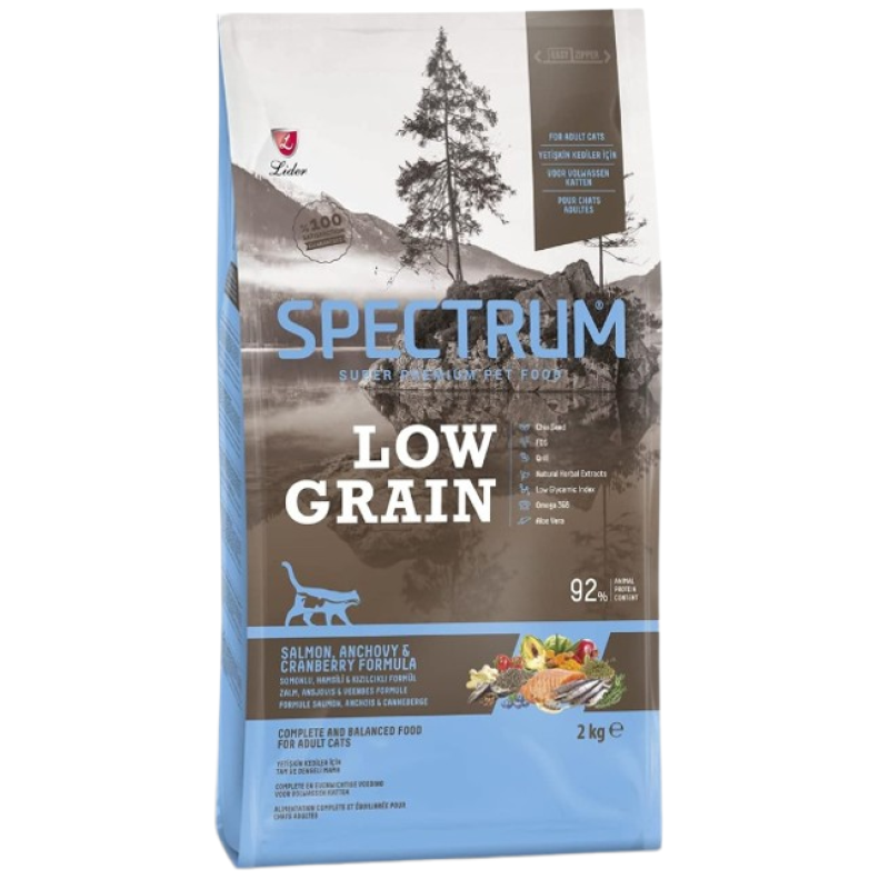SPECTRUM LOW GRAIN COMPLETE AND BALANCED FOOD FOR ADULT CATS 2KG