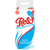 Rosy Toilet Tissue White 8 Rolls Unwrapped