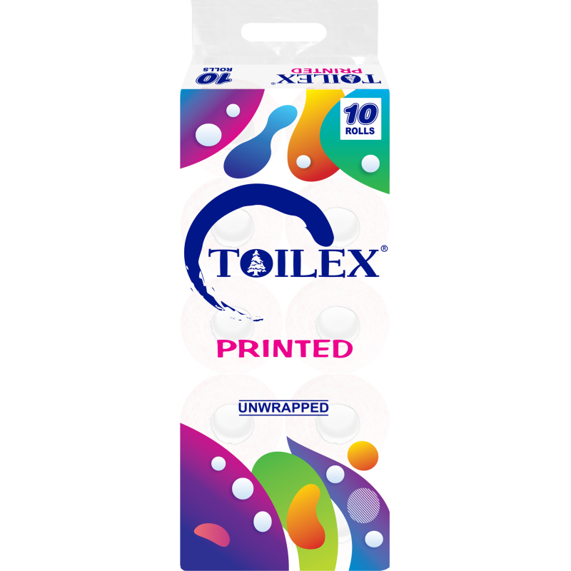 Toilex Toilet Tissue Printed 10 rolls Unwrapped