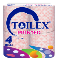 Toilex Toilet Tissue Printed 4 rolls Unwrapped