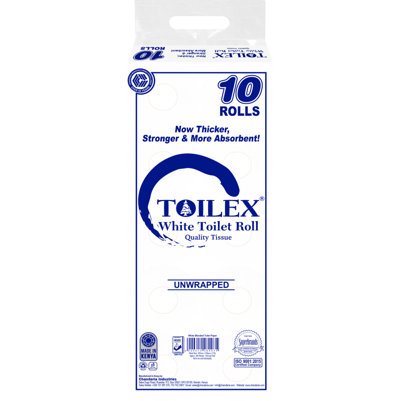 Toilex Toilet Tissue White 10 rolls Unwrapped