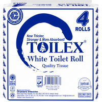 Toilex Toilet Tissue White 4 rolls Unwrapped