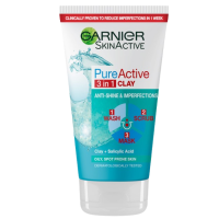 GARNIER PURE ACTIVE 3 IN 1 CLAY WASH SCRUB AND MASK 150 ML