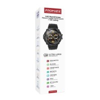 Promate XWATCH-R19.BLACK 1.53" Round Screen Fitness Tracker IP67 Water Resistant Smartwatch