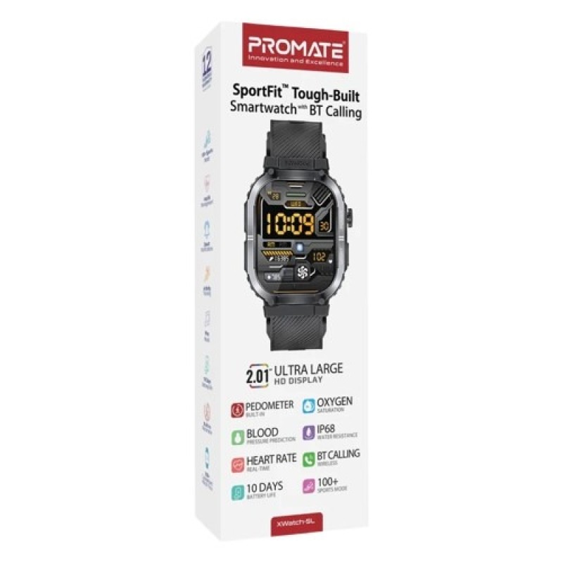 Promate XWATCH 2.02" IP68 Water Resistant Sports Tracker Smartwatch with Aluminum Casing