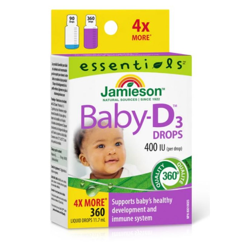 JAMIESON BABY D VITAMIN D 3 DROPS FOR INFANTS 360 DROPS (11.7ML)