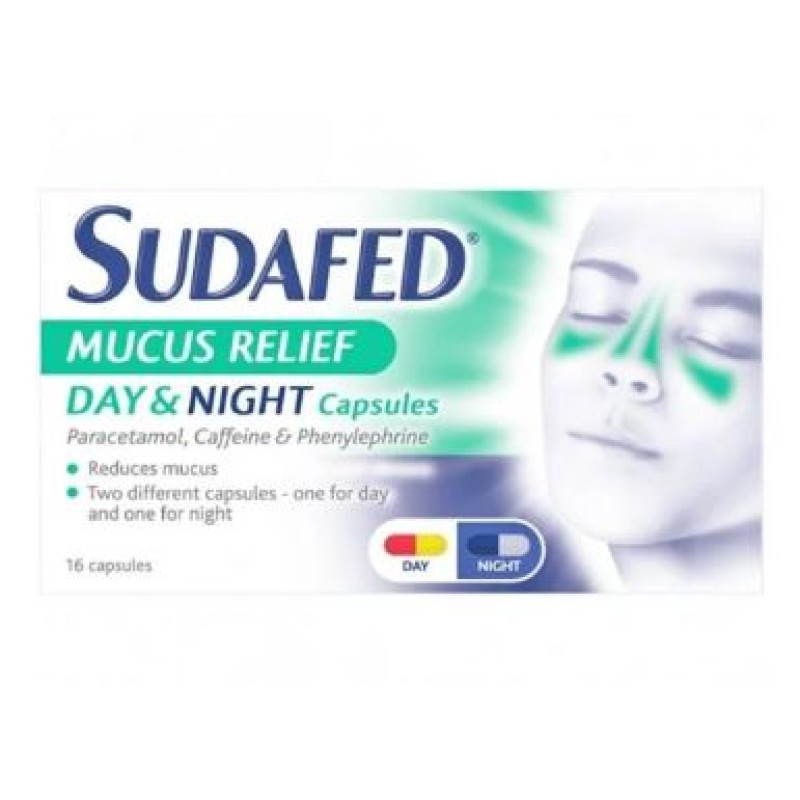 Sudafed Mucus Relief Day & Night 16 Capsules