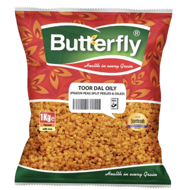 BUTTERFLY TOOR DAL OILY (SPLIT, PEELED AND OILED) LENTILS 1KG