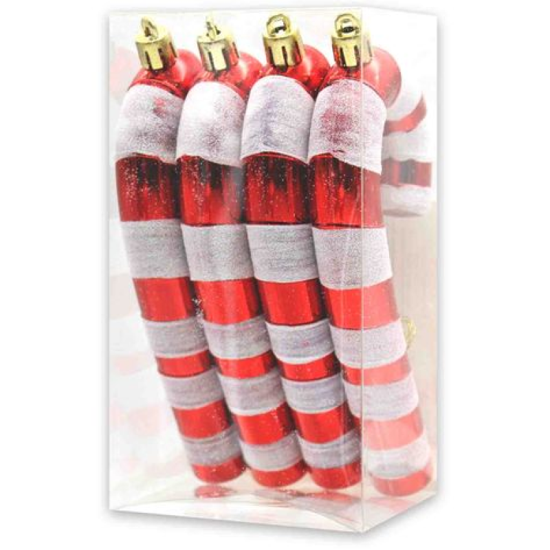 CHRISTMAS REDWHITE CANDY CANE 4PCS