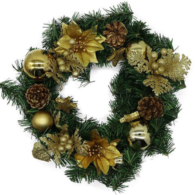 CHRISTMAS 45CM DECORATION WREATH GOLD