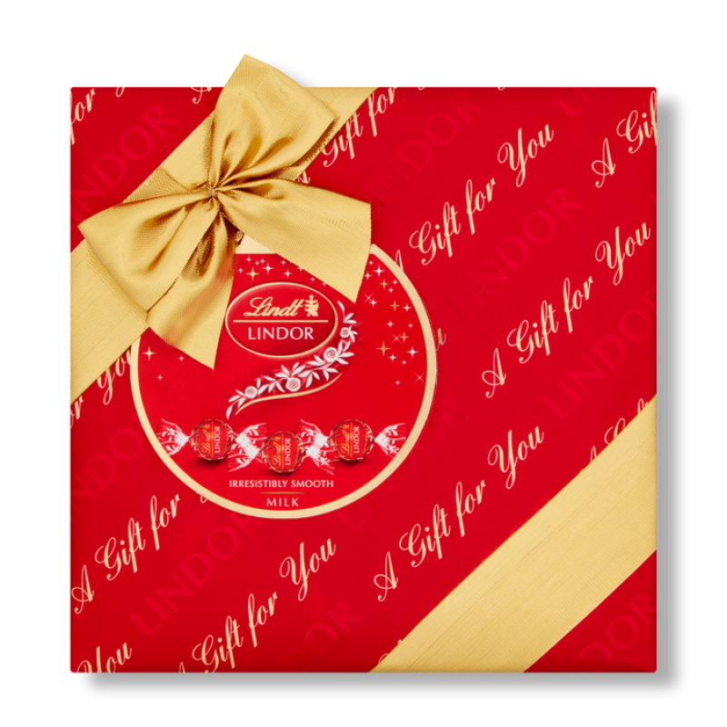 LINDT LINDOR MILK CHRISTMAS GIFT WRAPPED BOX 287G