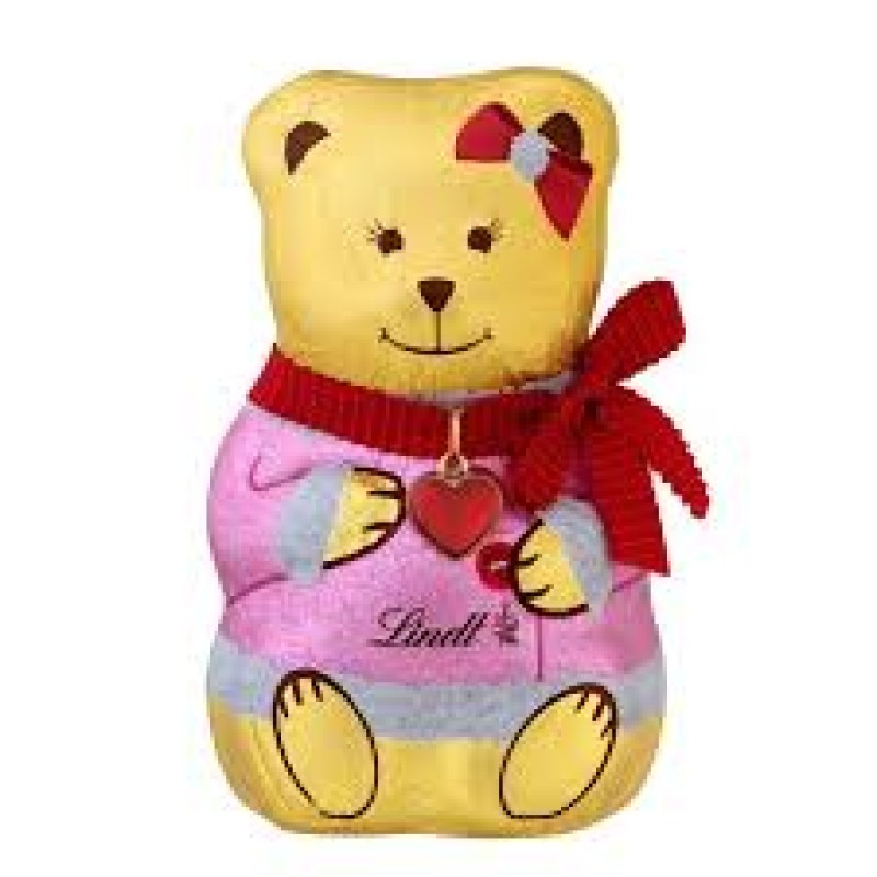 LINDT MILK CHOCOLATE CHRISTMAS PINK SWEATER TEDDY