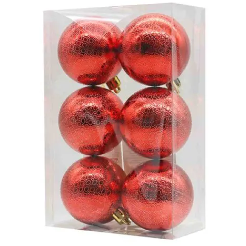 CHRISTMAS RED SUNNY DESIGN 6 BALLS  