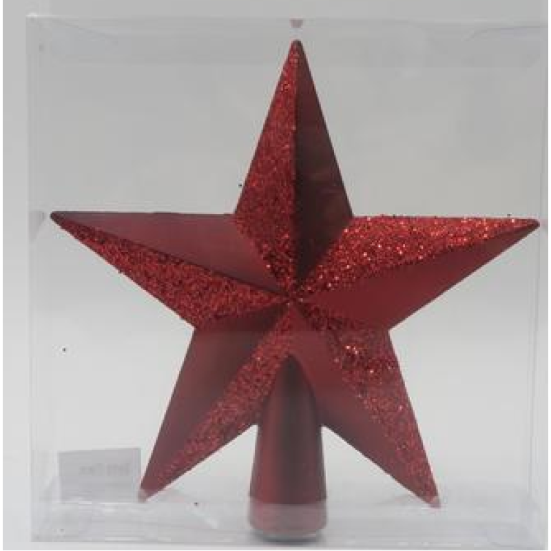 CHRISTMAS RED STAR TREE TOPPER