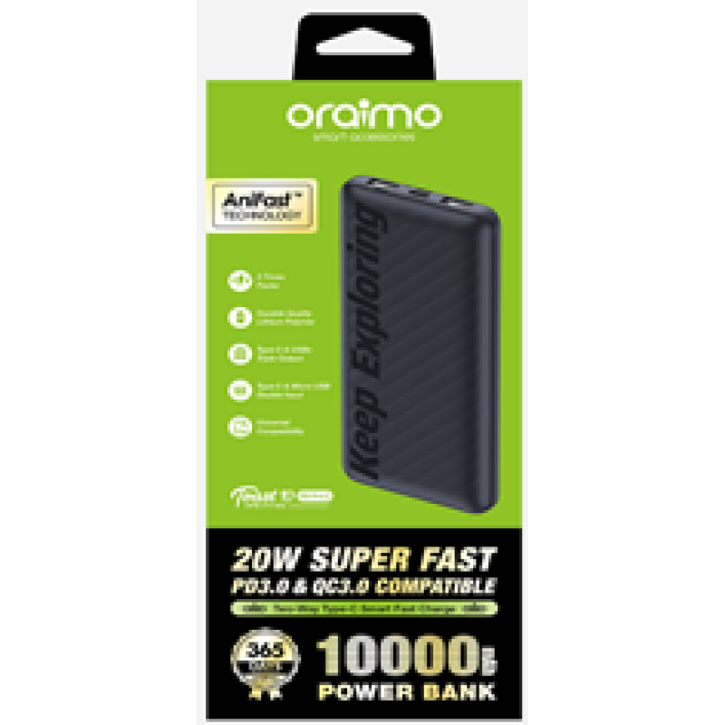 ORAIMO POWERBANK OPB-P118Q 10KmAh-BLACK