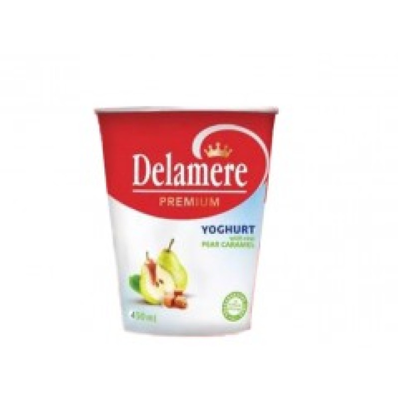 DELAMERE PEAR CARAMEL FRUIT YOGHURT CUP 450ML