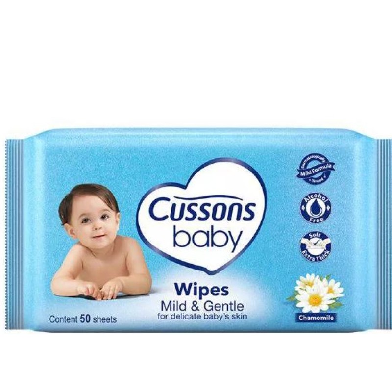 CUSSONS MILD AND GENTLE BABY WIPES 50'S