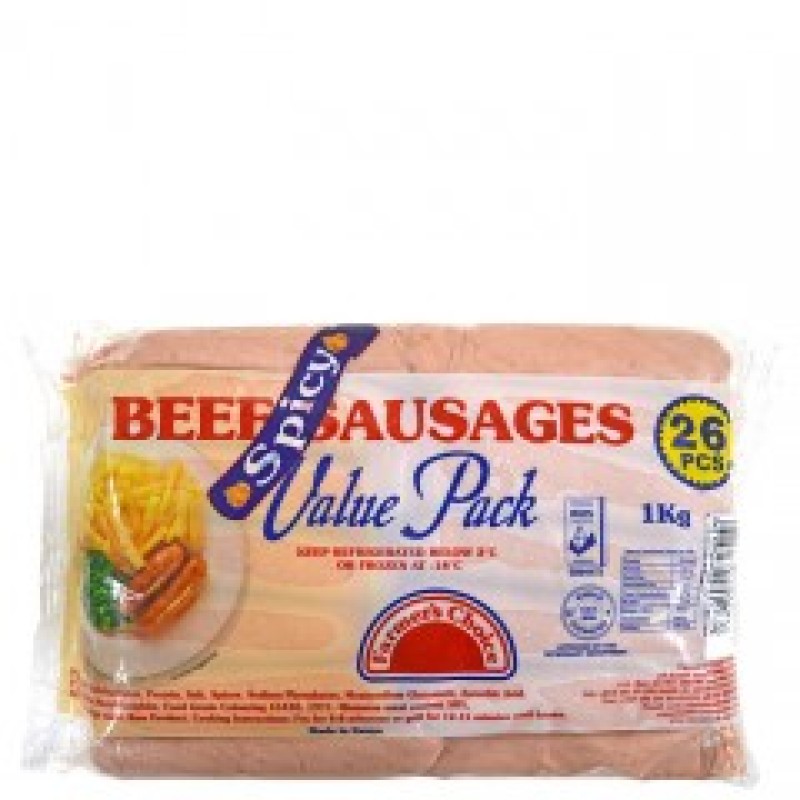 FARMER'S CHOICE SPICY BEEF SAUSAGES VALUE PACK 1KG