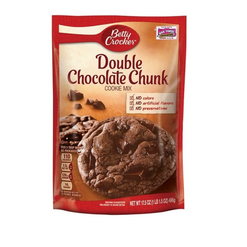 BETTY CROCKER DOUBLE CHOCOLATE CHIP COOKIE MIX 496G