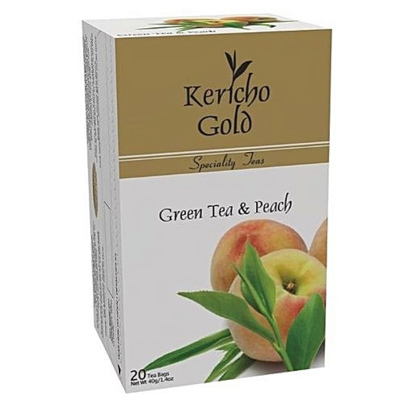 KERICHO GOLD GREEN TEA AND PEACH TEA BAGS 20's