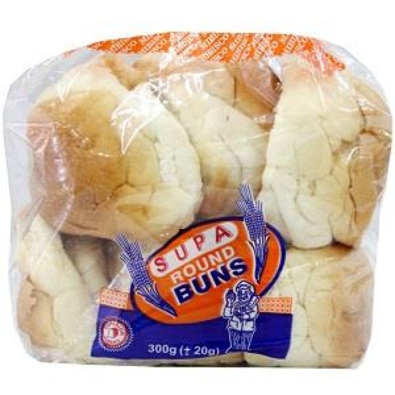 SUPA LOAF ROUND WHITE BUNS 300G