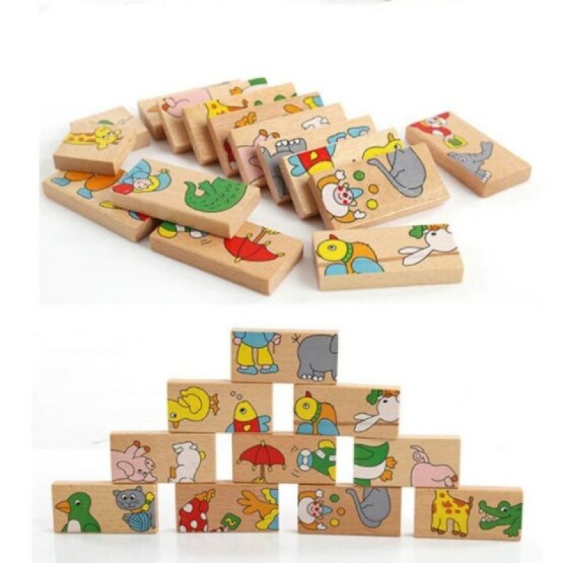 GRACE PAK ANIMAL WOODEN DOMINO BLOCKS 