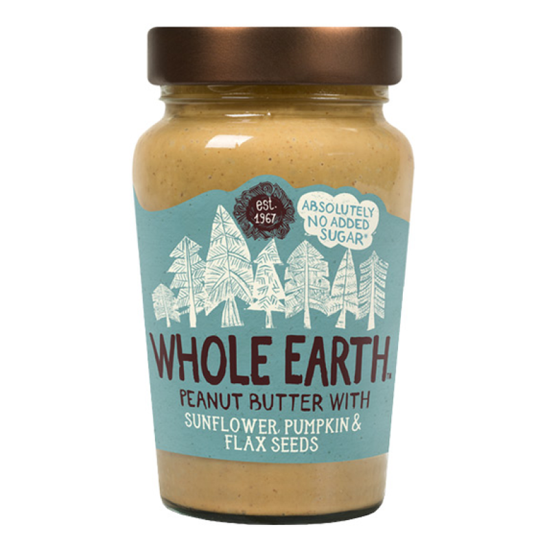 WHOLE EARTH PEANUT BUTTER WITH SUNFLOWER, PUMPKIN & FLAX SEEDS 340GM