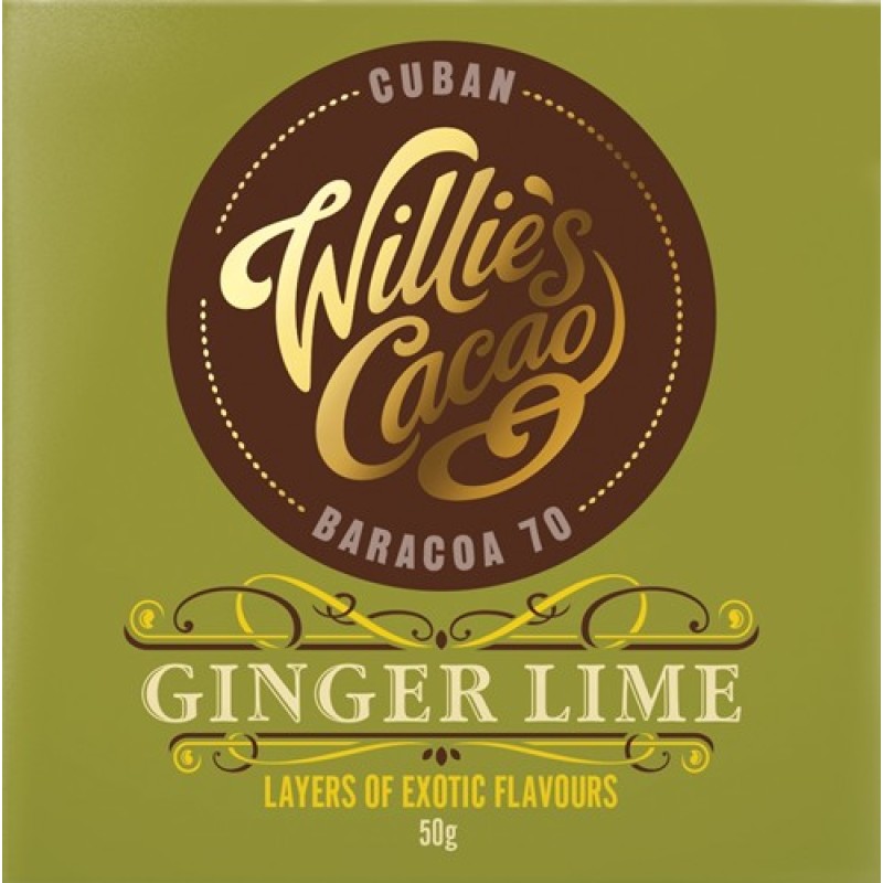 Willies Cacao Cuban Baracoa-ginger Lime Dark Chocolate 70% 50g