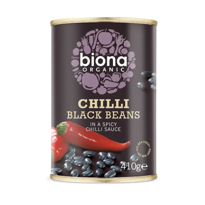 BIONA ORGANIC CHILLI BLACK BEANS 410G