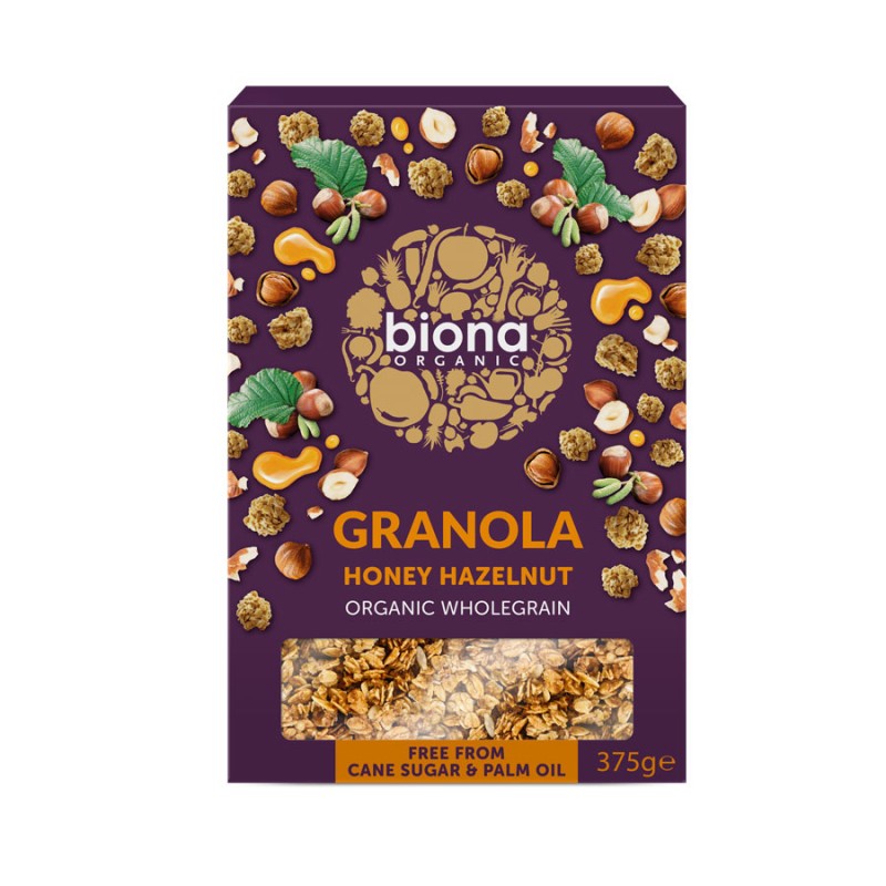 BIONA ORGANIC HONEY HAZEL GRANOLA 375G