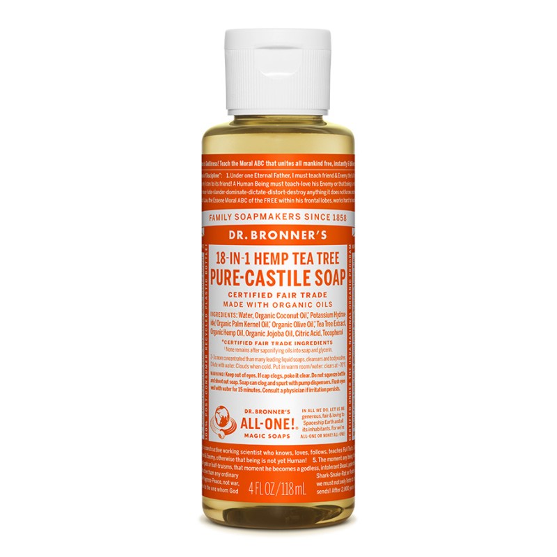 DR BRONNER’S TEA TREE PURE CASTILE LIQUID SOAP 118ML