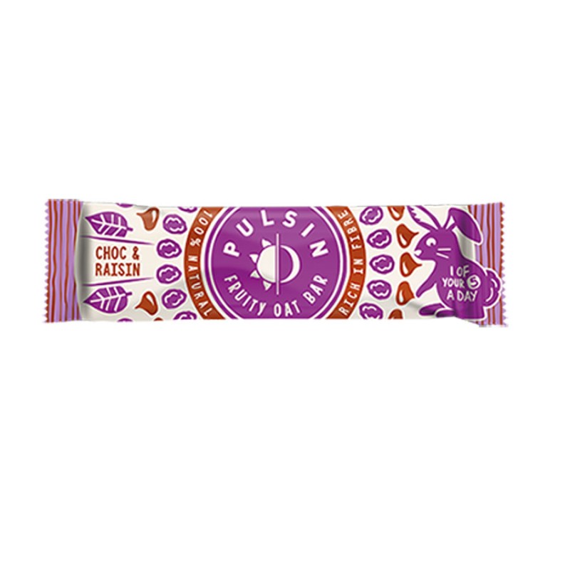 PULSIN SRP FRUITY OAT CHOC & RAISIN BAR 25G PULSIN SRP FRUITY OAT CHOC & RAISIN BAR 25G