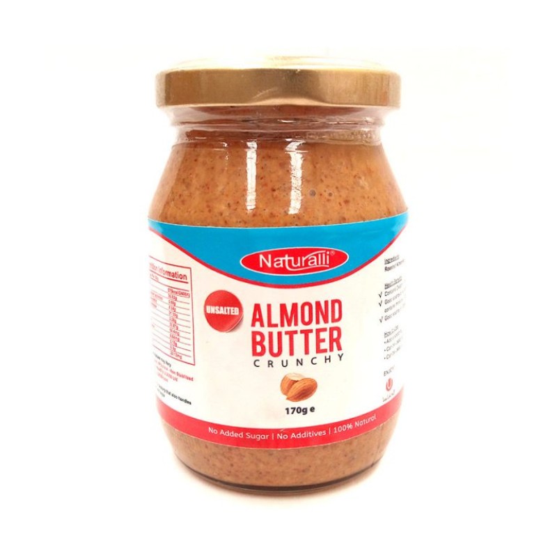 NATURALLI UNSALTED ALMOND BUTTER CRUNCHY–170GM