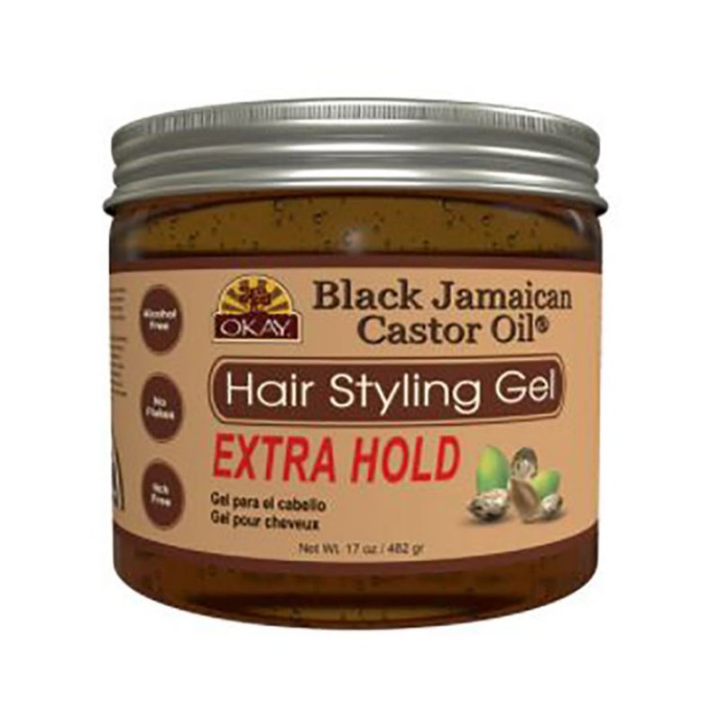 OKAY BLACK JAMAICAN CASTOR OIL HAIR STYLING GEL EXTRA HOLD 142G