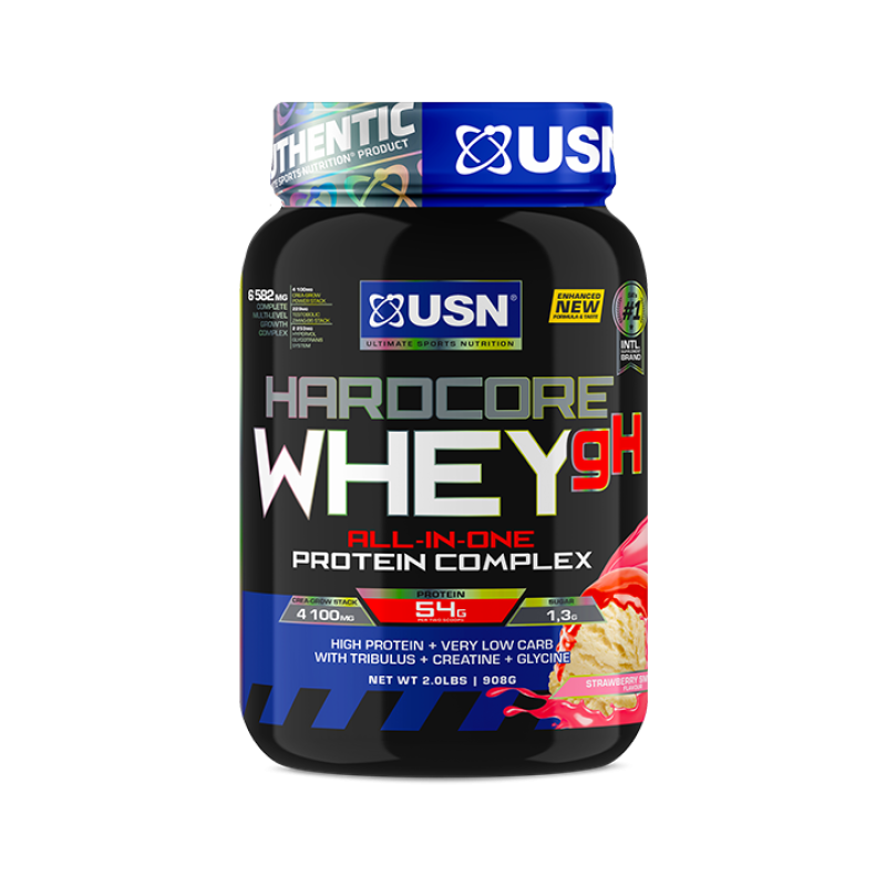 USN HARDCORE WHEY GH STRAWBERRY SMOOTHY FLAVOUR 908G FOR MUSCLE GAIN