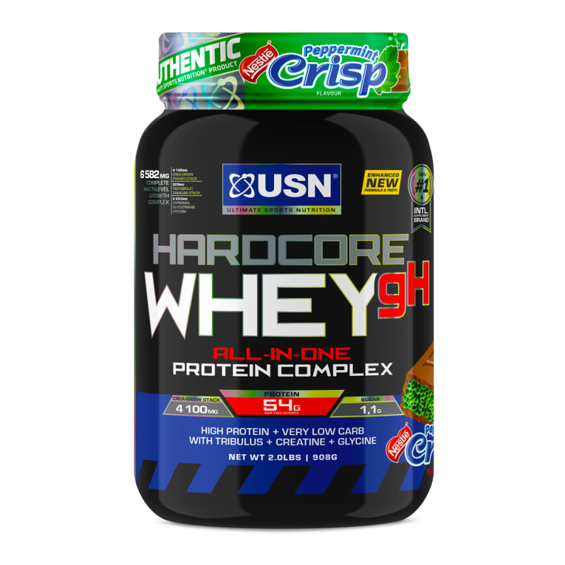 USN HARDCORE WHEY GH PEPPERMINT CRISP FLAVOUR 908G FOR MUSCLE GAIN