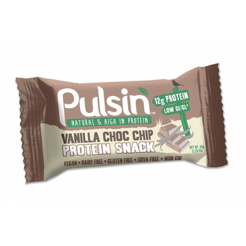 PULSIN VANILLA CHOC CHIP PROTEIN BAR 50GM