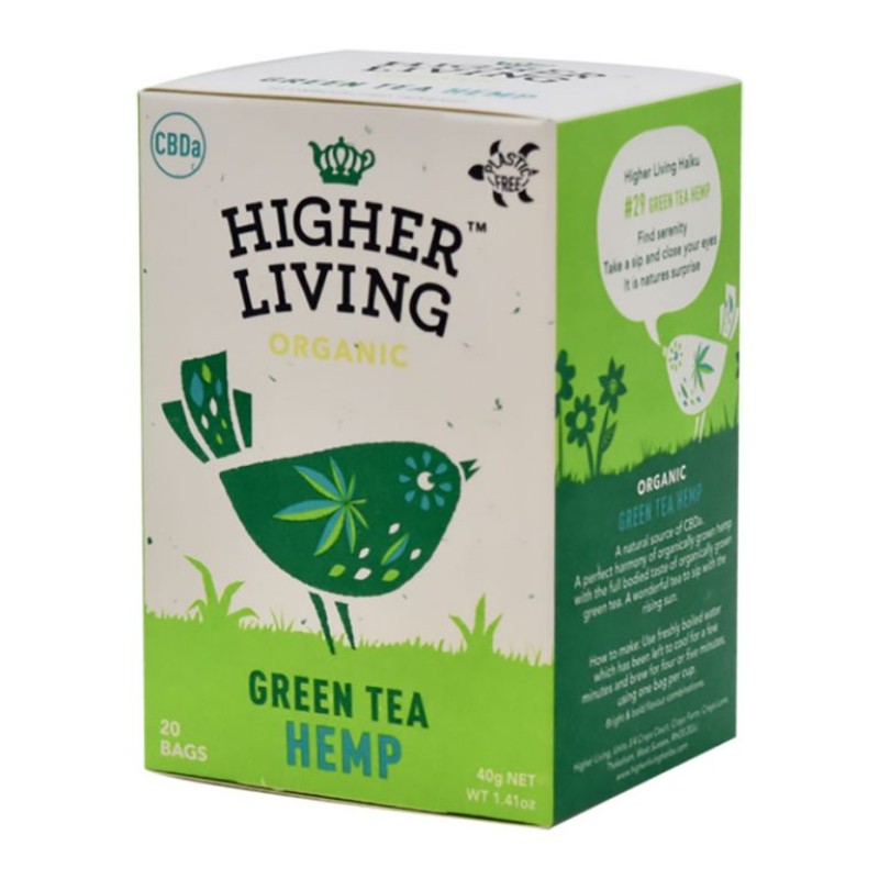 HIGHER LIVING ORGANIC GREEN TEA HEMP 20’S 40G